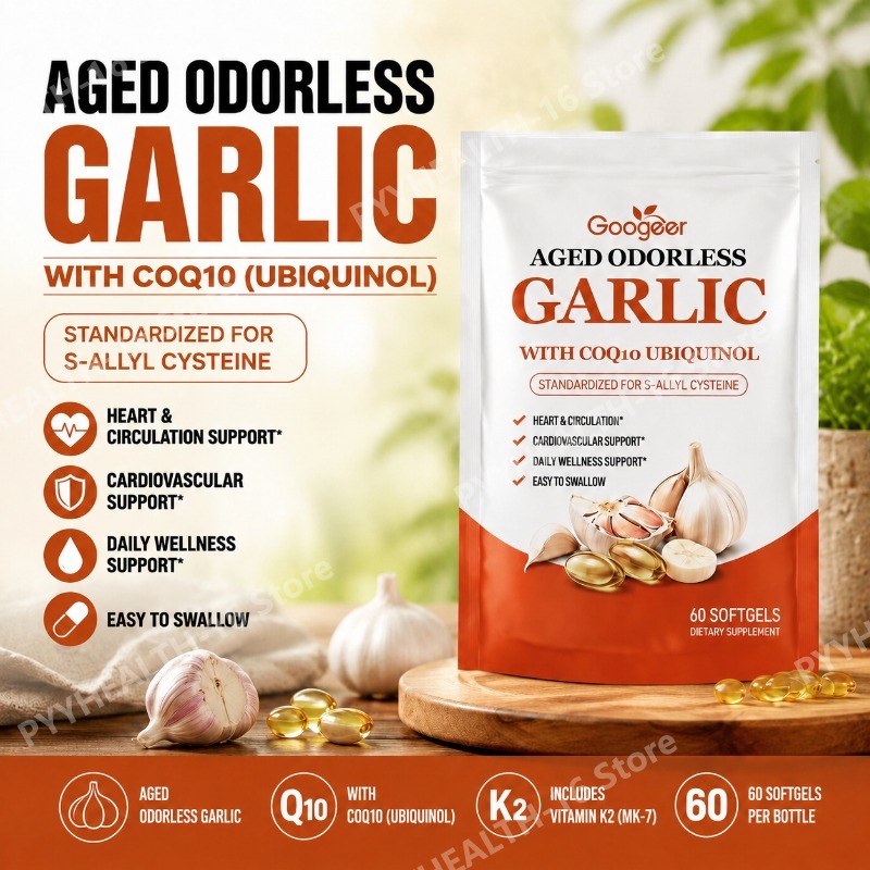 Coq10 Ubiquinol Softgel - กระเทียมไร้กลิ่นสูตรพิเศษชนิดซอฟต์เจล พร้อม CoQ10 Ubiquinol & K2,